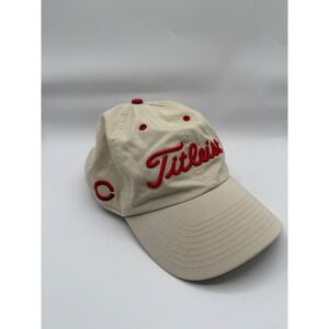 Titleist Hat Cincinnati Reds MLB Golf Cap Mens OSFM Tan Red Adjustable Strapback